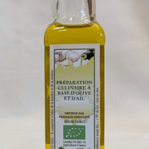 Préparation culinaire à base d'Olive et de Ail Bio - bouteille 100 ml
