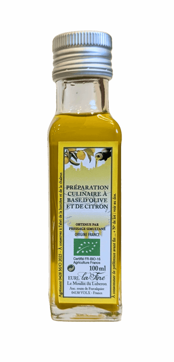 Préparation culinaire à base d'Olive et de Citron Bio - bouteille 100 ml