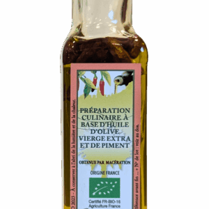 Huile d’Olive Vierge Extra Bio et Piment – bouteille 100 ml