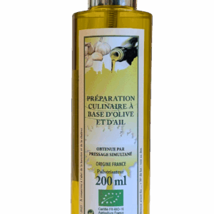 Préparation culinaire à base d'Olive et de Ail Bio - pulvérisateur 200 ml