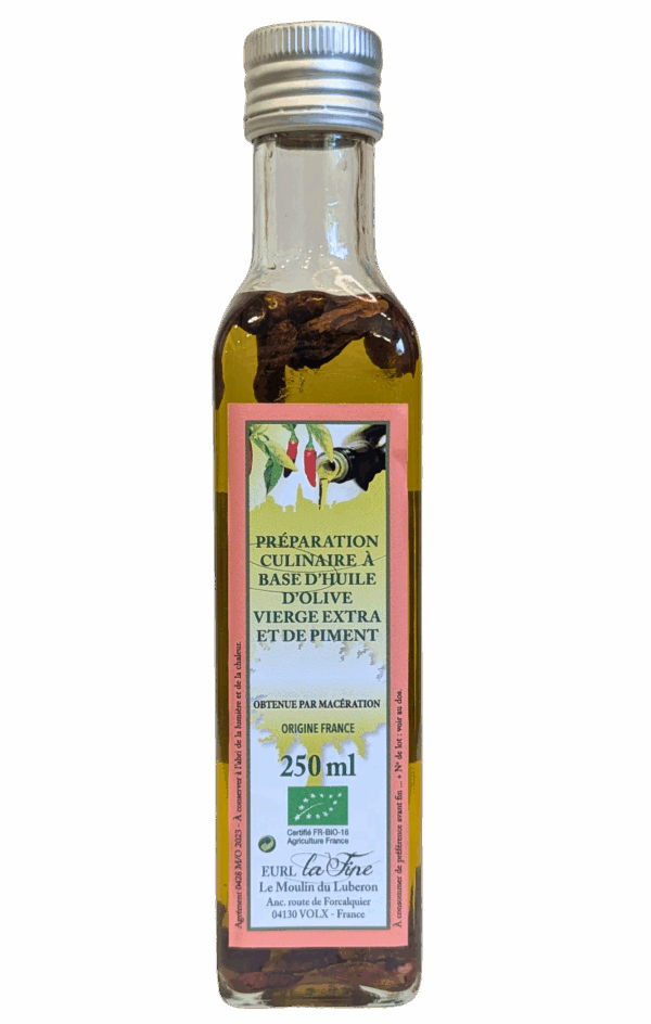 Préparation culinaire à base d’Olive et de Ail Piment – bouteille 250 ml