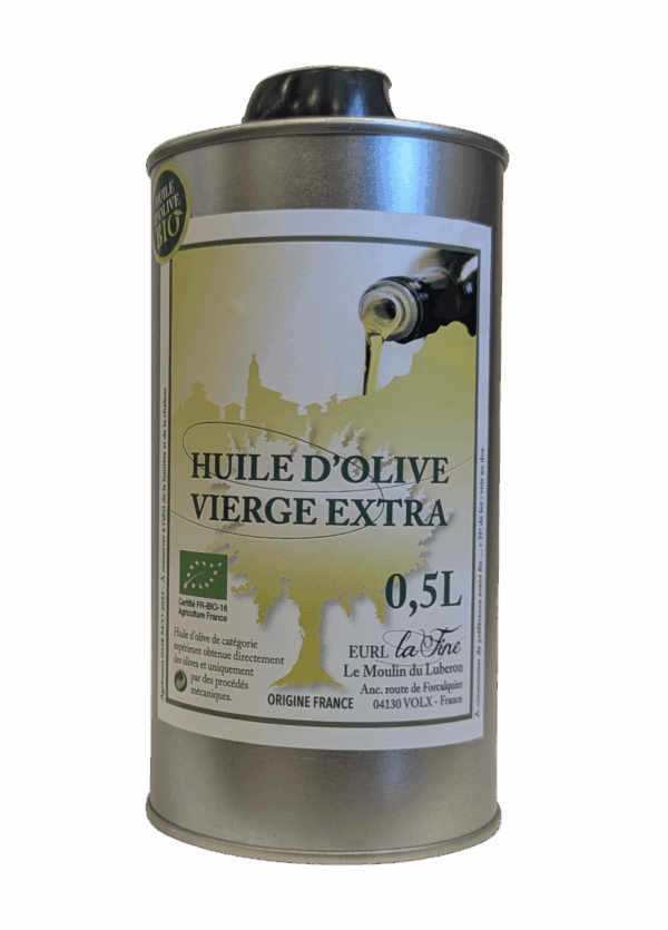 Huile d’Olive Vierge Extra Bio – bidon alu 50 cl