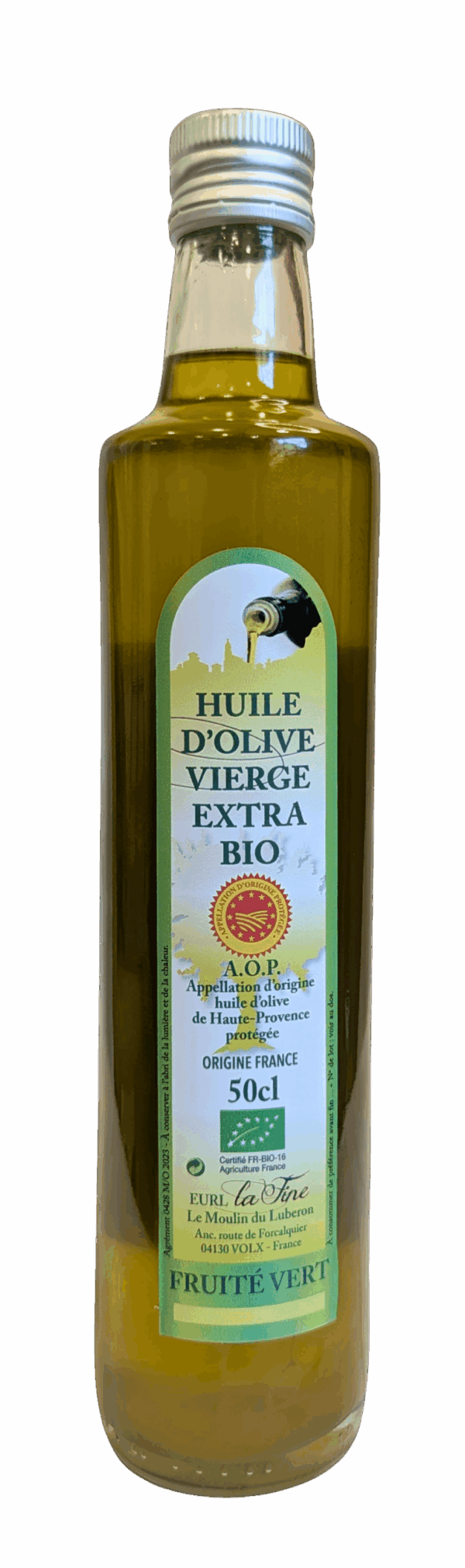 Huile d'Olive Vierge Extra AOP Fruité vert Bio – bouteille 50 cl