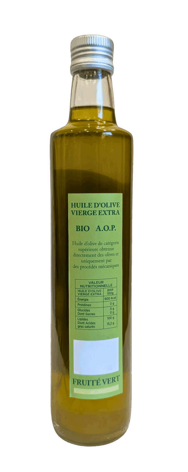 Huile d'Olive Vierge Extra AOP Fruité vert Bio – bouteille 50 cl – Image 2