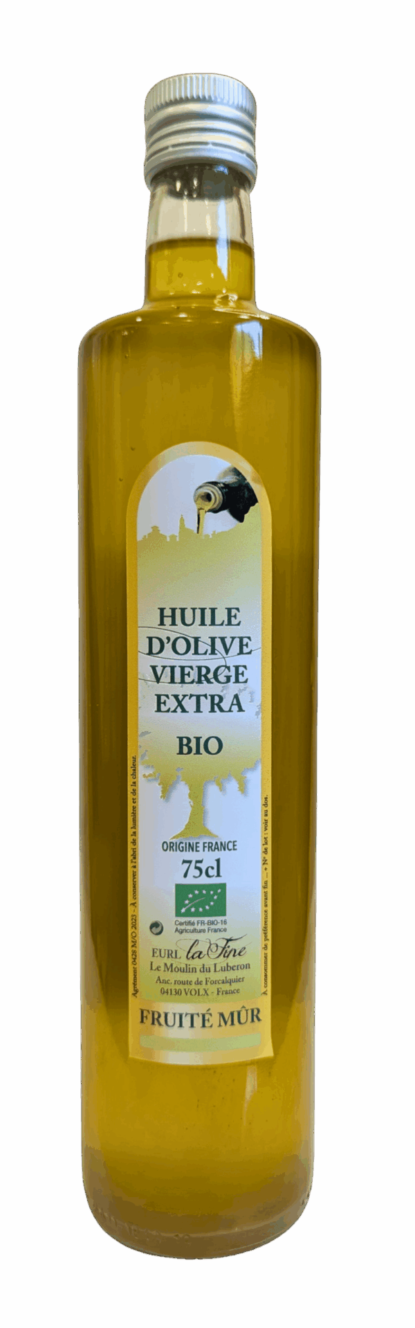 Huile d'Olive Vierge Extra Fruité mûr Bio – bouteille 75 cl