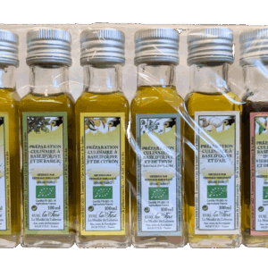 Huile Vierge Extra Bio - Huile Vierge Extra Bio  et Piment - Préparations Culinaires Thym, Ail, Citron et Basilic - lot de 6 X 10 cl