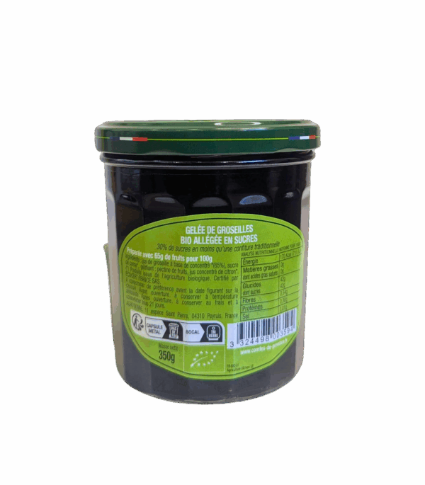 Gelée de Groseilles Bio Allégée en sucres - pot de 350 gr – Image 2