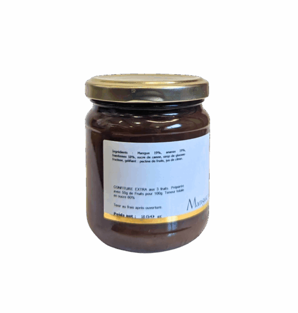 Confiture Mangue-Ananas-Framboise - pot de 250 gr – Image 2