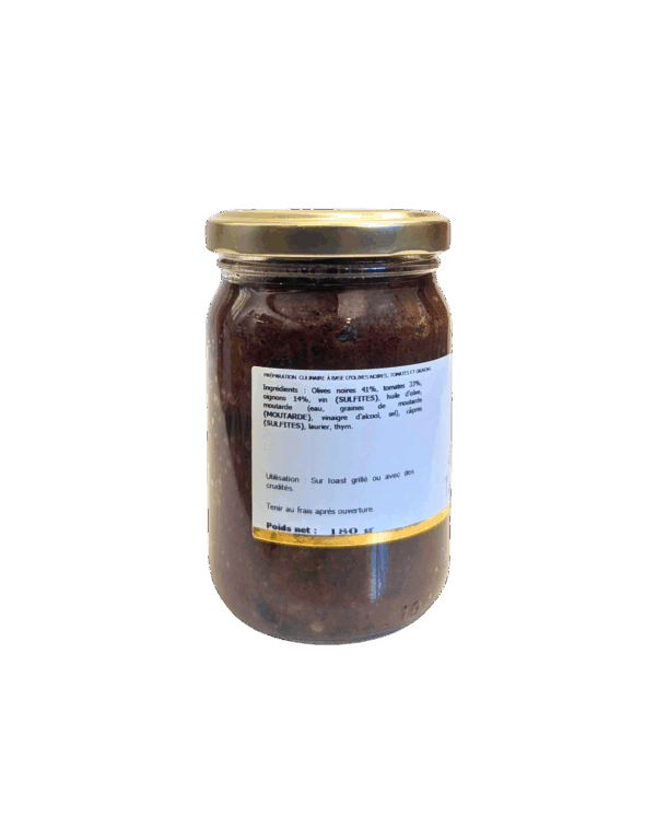 Délice d'olives noires aux tomates & oignons - pot de 180 gr – Image 2