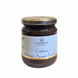 Confiture Mangue-Ananas-Framboise - pot de 250 gr