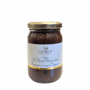 Délice d'olives noires aux tomates & oignons - pot de 180 gr