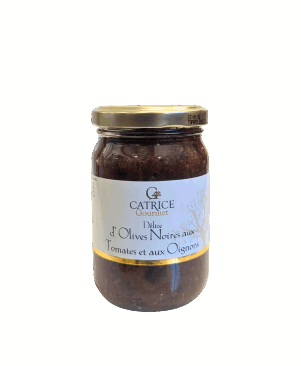 Délice d'olives noires aux tomates & oignons - pot de 180 gr