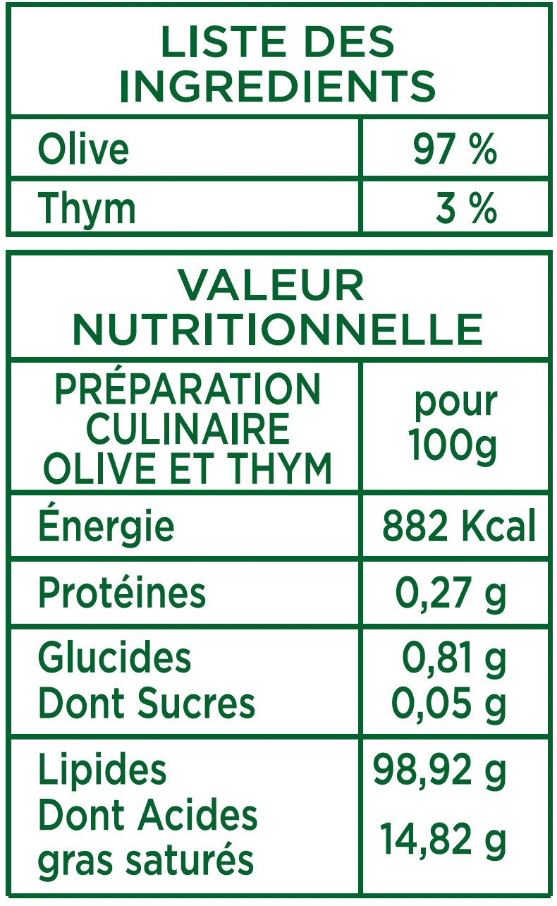 Préparation culinaire à base d'Olive et de Thym Bio - bouteille 100 ml – Image 3
